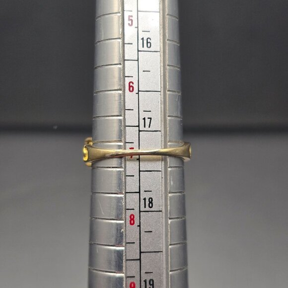 Sterling Vermeil Garnet Ring Size 7 3-Stone Chain Link Band White Zircon Accent - Picture 10 of 11